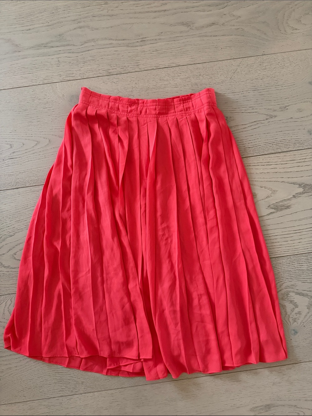 J Crew pleated midi skirt bright orange / red